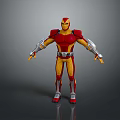 Game and Movie Character 3D Model With Red Yellow Armor Silver Armored Parts Standing Pose